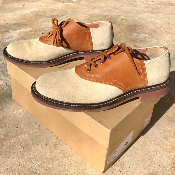 men’s J Crew Saddle Oxfords, Sz 9.5, color Canvas - Picture 2 of 8